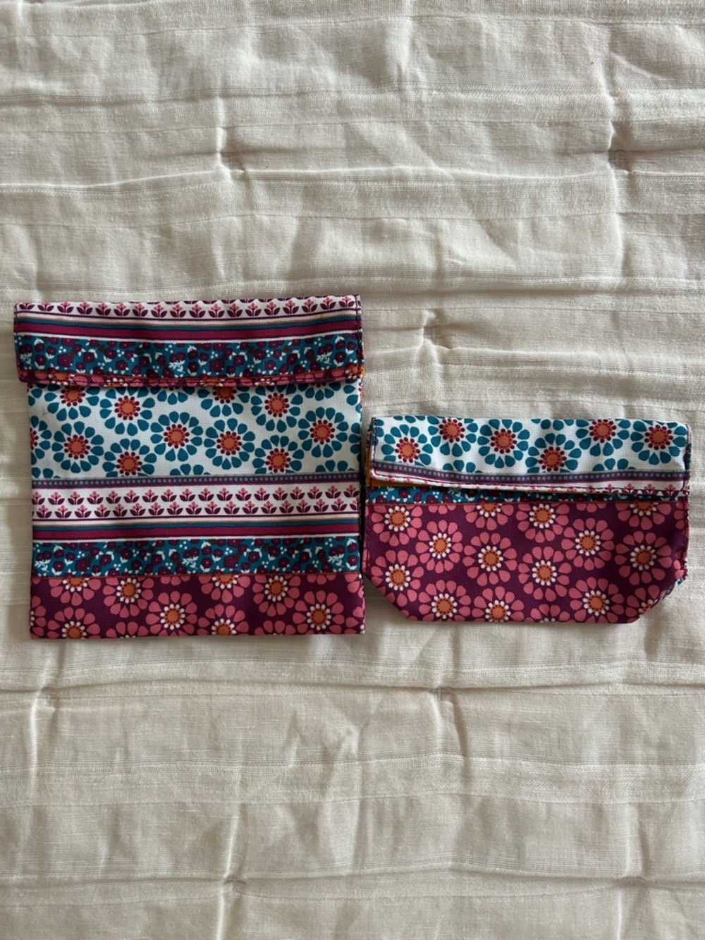 Garnet Hill Kids Snack Holders Set Velcro Close Insulated liner